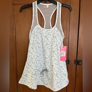 BETSY JOHNSON workout top lace print NWT M